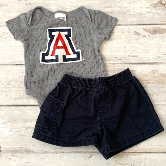 Arizona Jean Company Other - University of Arizona Wildcats 3-6m Baby Bodysuit Outfit Gray Blue Shorts 3m 6m